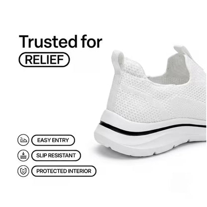 Cloud-Step knit slip-on shoe, white heel collar and thick cushioned sole